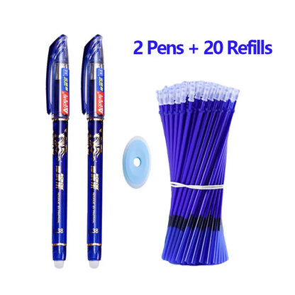 Set pen gel boleh dipadam 0.5 mm Pen mata mata kawaii biru mata halus untuk menulis Alat Tulis Korea Perlengkapan sekolah pejabat