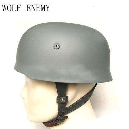 WWII Fallschirmjager M38 Helmet Keluli Dengan Pelapik Kulit Topi Payung Pasukan Kelabu Topi Keledar Perang Dunia 2 M38 