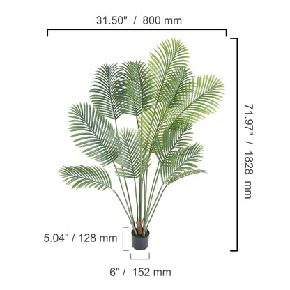 VEVOR Artificial Palm Tree 4/5/6 FT Tall Faux Plant Secure PE Material & Anti-Tip Tilt Protection Low-Maintenance Plant for Home