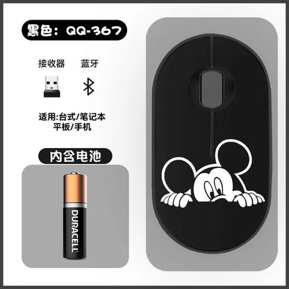 Disney Kawaii Mickey Mouse and Minnie Wireless Bluetooth Mouse Cute Cartoon USB Bluetooth Dual Mode Super Silent Home Laptop