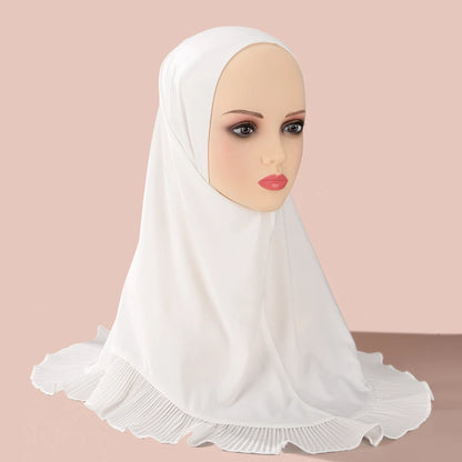 New Muslim Pullover Hat Malay Convenient Hijab Single-layer Ruffled Women's Scarf Hijab Solid Color Comfortable Hat Cap