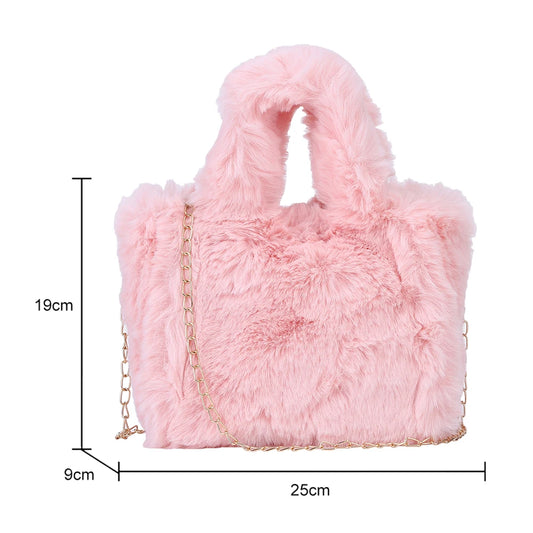 Winter Faux Fur Plush Tote Bag Women's Bag Letter Designer Large Capacity Handbag Shoulder Bag Purses Female Satchel Bags Bolsas