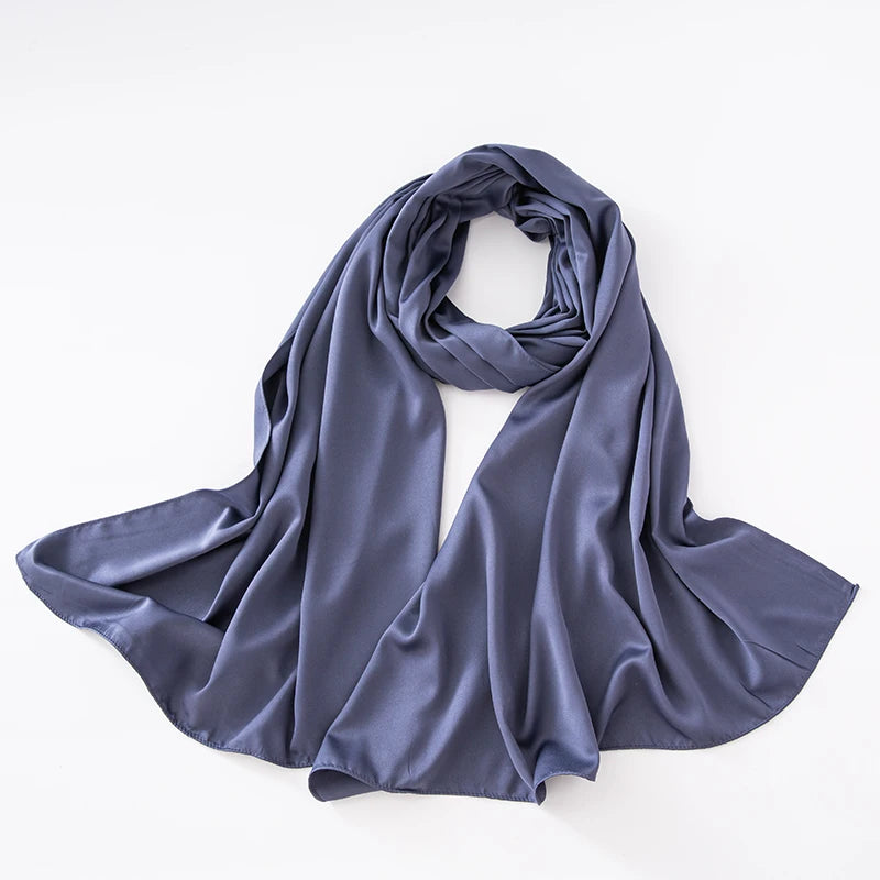 Cheap Plain Long Satin Polyester Scarves Matte Feeling Solid Women Scarf Soft Malaysia Women Shawl Big discount Muslim Hijab