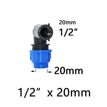 20/25/32/40/50mm PVC PE Tube Tap Water Splitter Siku Tee Penyambung Injap Bebola Plastik Kelengkapan Paip Air Pertanian Taman 