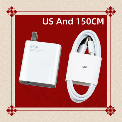 Xiaomi 67W Type C Charger Original Turbo Fast USB 6A Cable EU Power Adapter For Mi 12 11 Ultra RedMi Note 12 11 Poco X5 X4 Pro