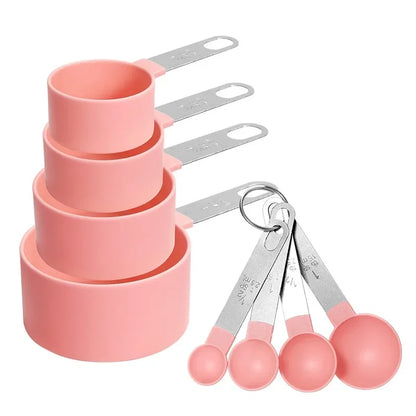 8 Keping/Set Cawan Pengukur Sudu dengan Pemegang Keluli Tahan Karat Pembakar Kek Pastri Alat Memasak Kapasiti Mengukur Alat Dapur 