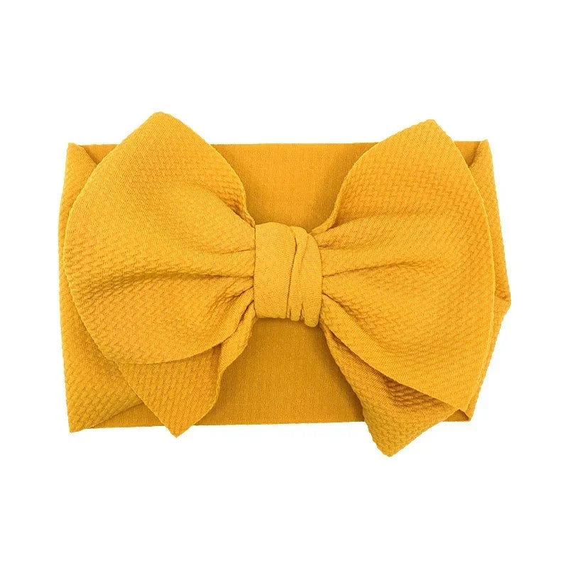 Fashion Handmade Bowknot Elastic Wide Hairband Toddler Solid Color Big Bows Headband Baby Girls Headwear Holiday Gifts