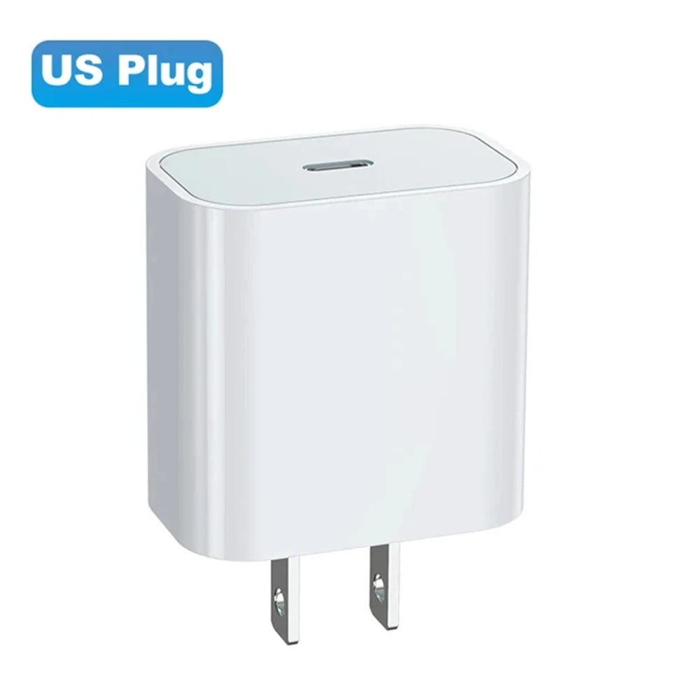 For iphonePD 20W USB Phone Charger Fast Charger for iPhone iPad Samsung OnePlus Wall Quick Charge Adapter TypeC Cable EU/US Plug