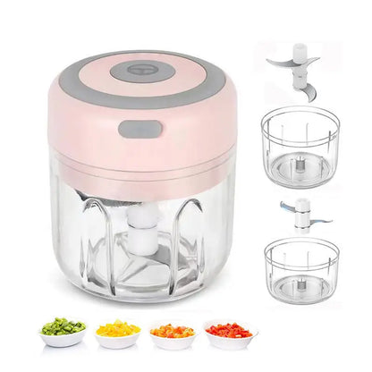 Electric Garlic Chopper Portable Veggie Chopper with 100 ml Spoon Garlic Grinder Masher Onion Chopper Blender to Vegetable