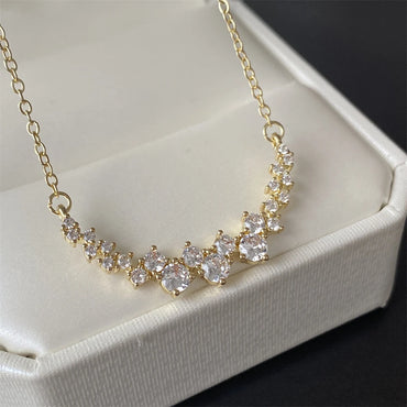 ZAKOL AAA Cubic Zirconia Flower Pendant Necklace for Women Fashion Gold Color Charm Choker Bridal Wedding Party Jewelry