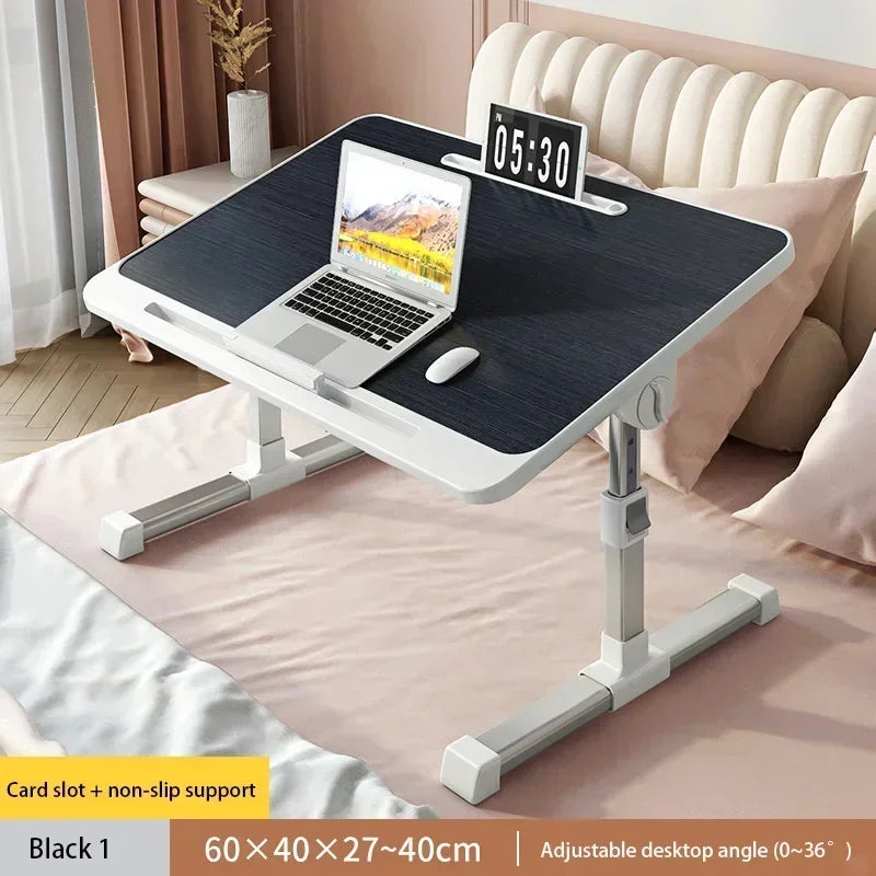 Foldable Lift Laptop Desk for Bed Adjustable Stand Portable Lap Table Breakfast Tray Desk with Drawer for Eating Working Gaming