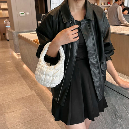Beg Selempang Berlapis Berlapis Kulimut untuk Wanita Beg Bahu Awan Berlipat Buih Beg Tote Baldi Besar Beg Tangan Ruched 2023 
