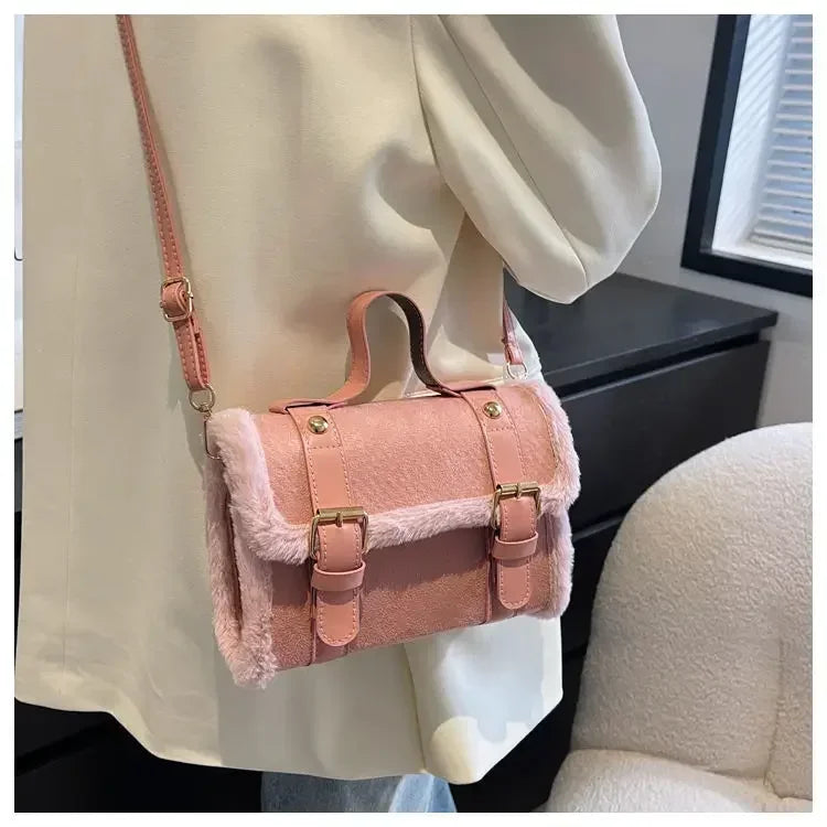 Winter Women Crossbody/shoulder Bag 2023 New Lamb Plush Velvet Bag Lady Small Square Handbag French Korea Style