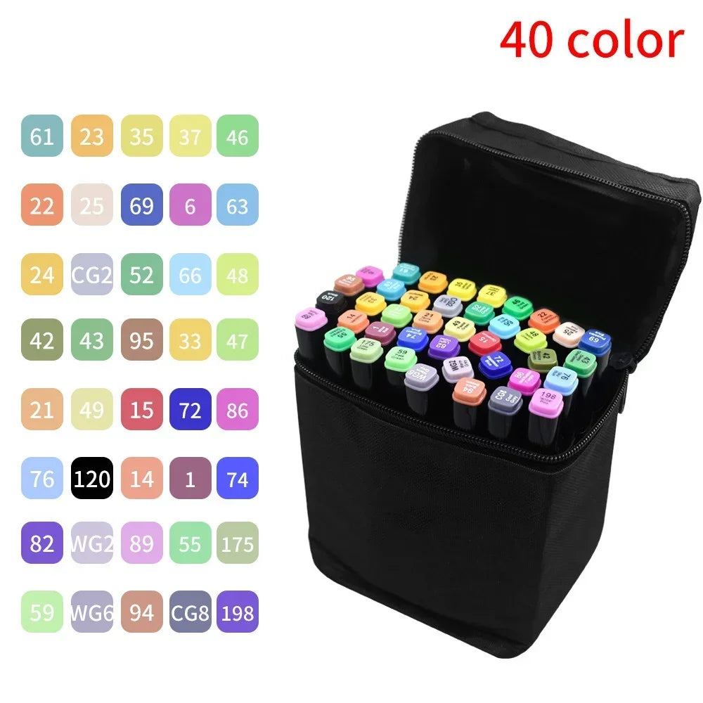 40/30/24/18 Colors  Alcohol Marker Single Art Markers Brush Pen Sketch Based Markers Dual Head Manga Drawing Pens Art Supplies