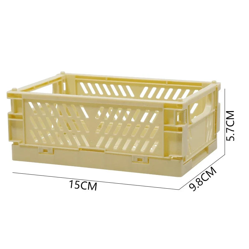 Plastic Foldable Storage Crate Folding Box Basket Stackable Cute Makeup Jewellery Toys Boxes for Storage Box Organizer Portable