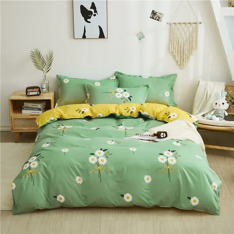 Lovely Cartoon King Size Duvet Cover Set 220x240 Skin Friendly Double Bed Quilt Cover Blanket Comforter Cover and Pillowcase