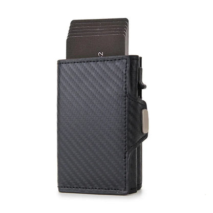 DIENQI Carbon Fiber Card Holder Wallets Men Brand Rfid Black Magic Trifold Leather Slim Mini Wallet Small Money Bag Male Purses