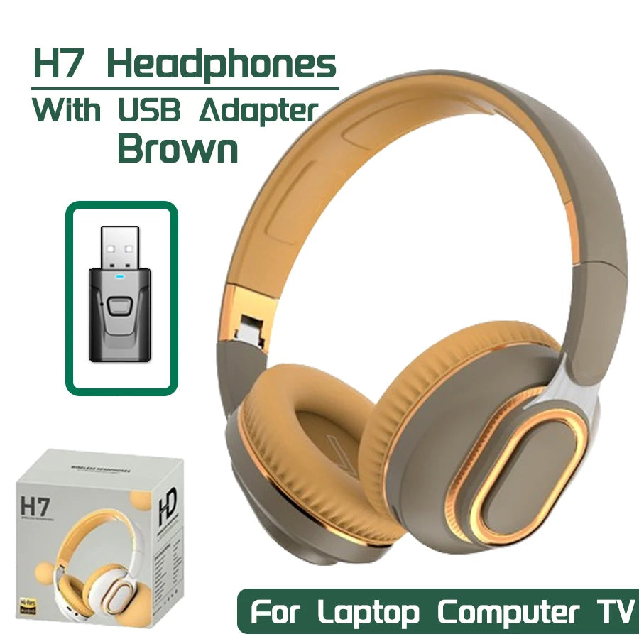 H7 Tv Bluetooth Headphone Wireless Headphone With USB Adaptor Headset Noise Cancelling Stereo Bass Earphone Foldable for TV PC