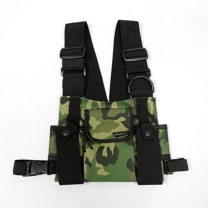 Beg Dada Taktikal Berfungsi untuk Lelaki Fesyen Peluru Hip Hop Vest Beg Streetwear Beg Pinggang Uniseks Beg Rig Dada Hitam 899 