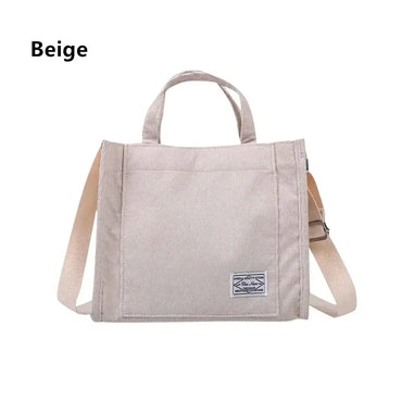 Women's Corduroy Zipper Shoulder Bag Retro Art Cotton Canvas Handbag Casual Tote Female Eco Crossbody Bag Vintage Messenger Bags