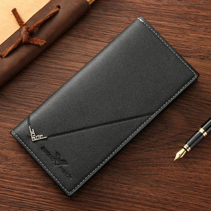 Men Long Wallet Leather Bifold Card Holder Wallet Slim Business Man Large Capacity Card Bag with Zipper Coin Pouch Clutch Purse