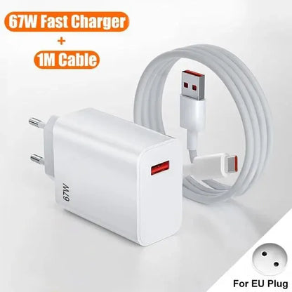 Original 67W 6A USB Super Fast Charging Charger Adapter For Xiaomi Mi 12 11 Type C Cable POCO X5 X4 Pro Redmi Note 10 11 Charge