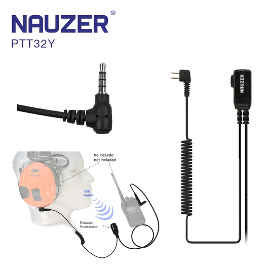 NAUZER PTT-32Y YAESU Cable with micro PTT compatible helmet PELTOR SPORTTAC hunting and YAESU walkies connector Compatible for YAESU VX-110/VX150/VX-146/VX-246