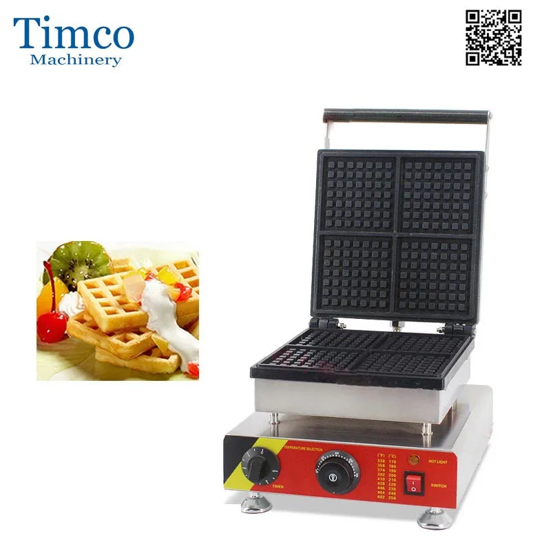 TIMCO Waffle Baking Machine Electric 4PCS Rectangle Shape Waffle Maker