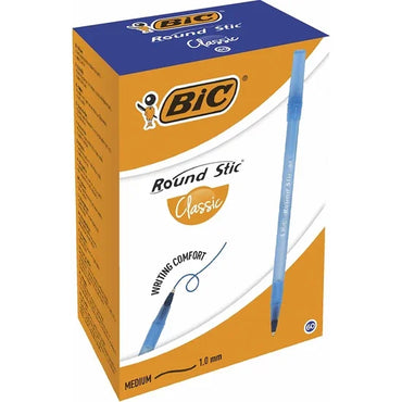 Bic Round Stic 60 Pcs Pen Ballpoint Klasik Sederhana 1.0 Mm Berkualiti Tinggi Biru/Hitam/Merah Kotak Alat Tulis Kelengkapan Pejabat Sekolah 