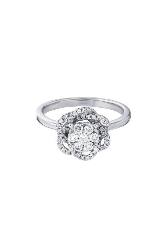 TOMEI The Bloom Series Diamond Bangle, White Gold 750