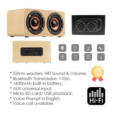 Wooden PURE Sound Bluetooth Speaker with Built-in Battery