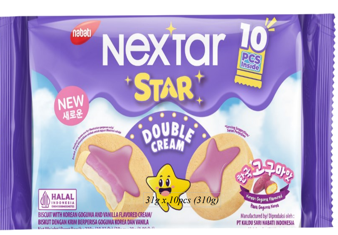 Nabati Nextar Star Double Cream Biscuit Goguma Flavour (310g)