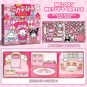 18CM Sanrio Kuromi Magnetic Quiet Book Kids Handmade Educational DIY Toy Children Creative Sticker Book Cut-free Birthday Gifts