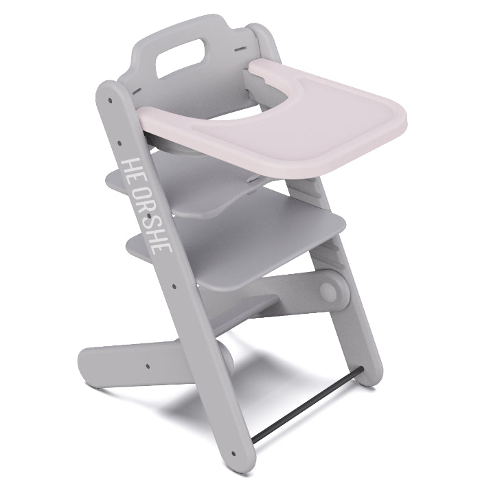 HE OR SHE MULTIFUNCTIONAL CHAIR | DINING CHAIR |  HIGH CHAIR - GREY PINK