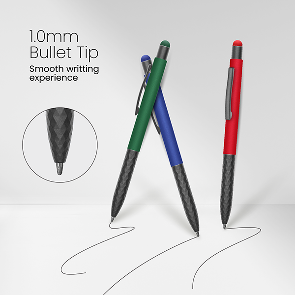 Stylus Touch Press Action Aluminum Ball Pen