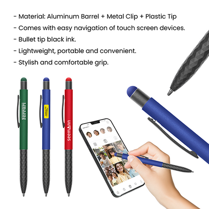 Stylus Touch Press Action Aluminum Ball Pen